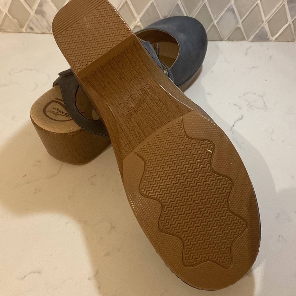 Dansko 'Sam' Leather Mary Jane Clog in Blue Size 42 - Picture 7 of 8